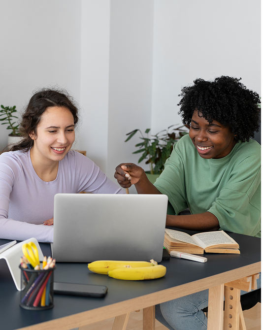 Students working on a laptop